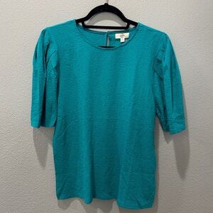 💙 NWT Entro Blue Textured Women’s Short-Sleeve Blouse – Size M 💙